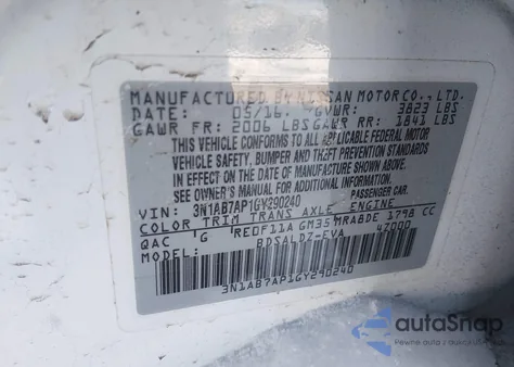 2016 Nissan Sentra Sv from USA, damaged, VIN 3N1AB7AP1GY290240